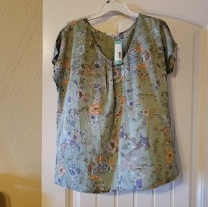 Le Lis Pleated Satin Blouse